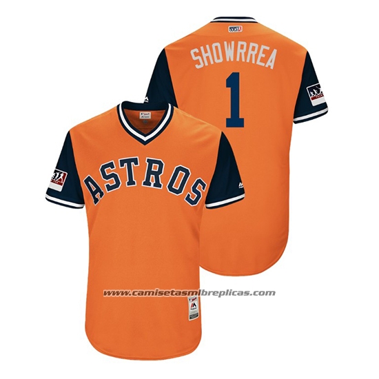 Camiseta Beisbol Hombre Houston Astros Carlos Correa 2018 LLWS Players Weekend Showrrea Orange